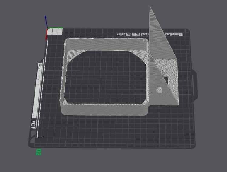 The enclosure model loaded on the print bed in Bambu Studio